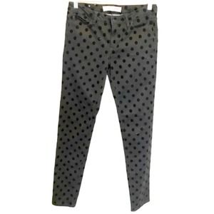 Joe Fresh Jeans Black on Black Velvet Polka Dot Low Rise Stretch Zipper Everyday